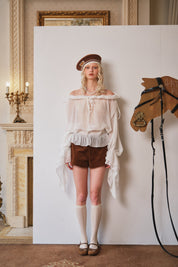 Brown Flowers Corduroy Shorts