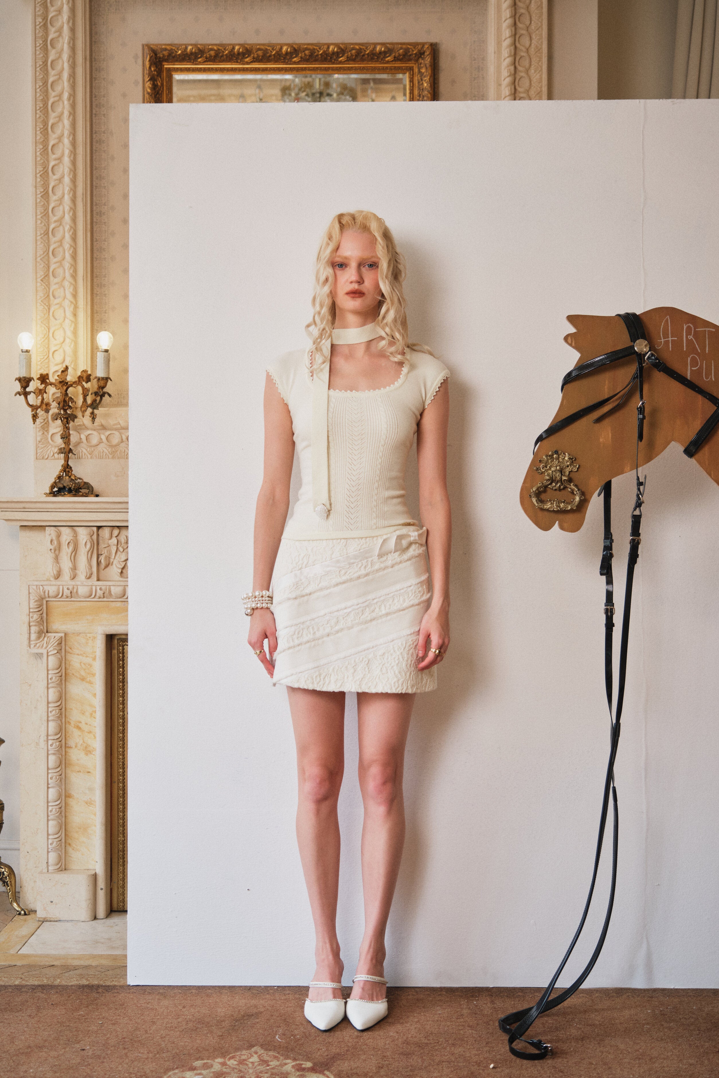 Ivory Boho Bow A-Line Dress