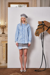 Blue Layered Back Lace Shirt