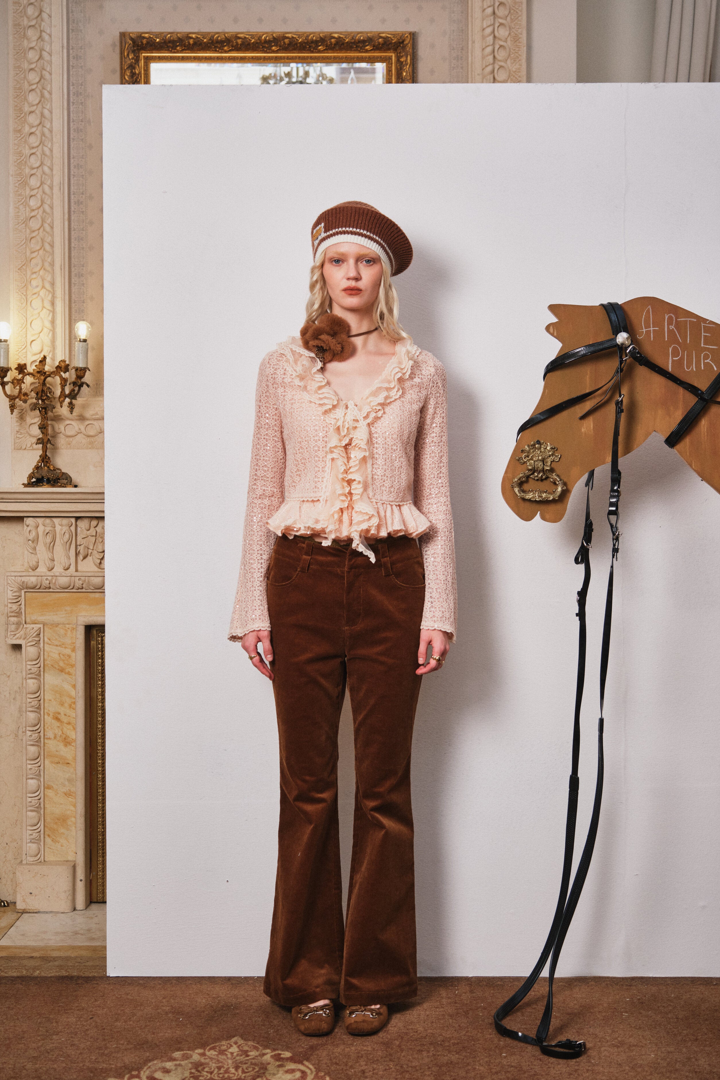 Peach Pink Shimmer Lace Cardigan