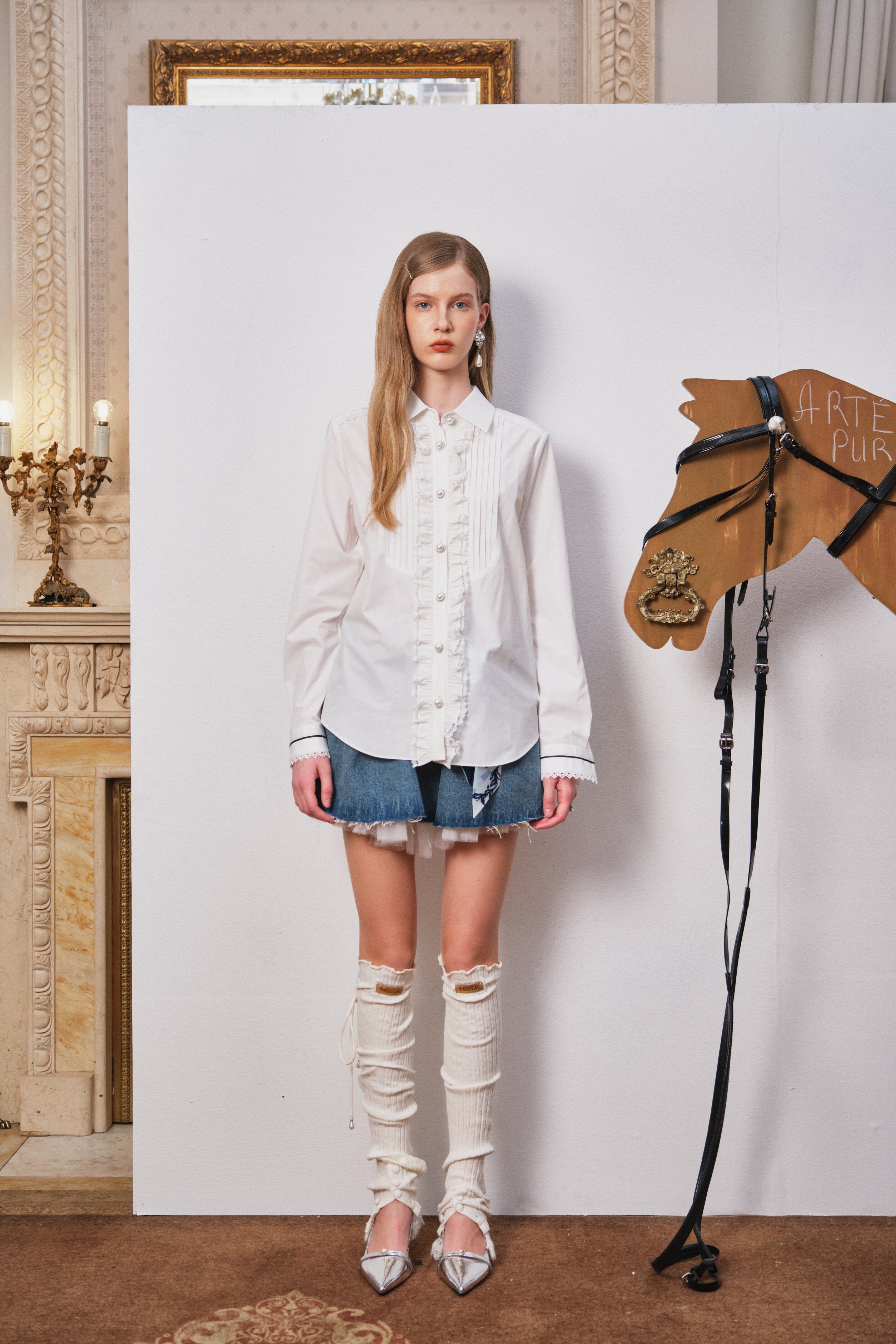 White Layered Back Lace Shirt