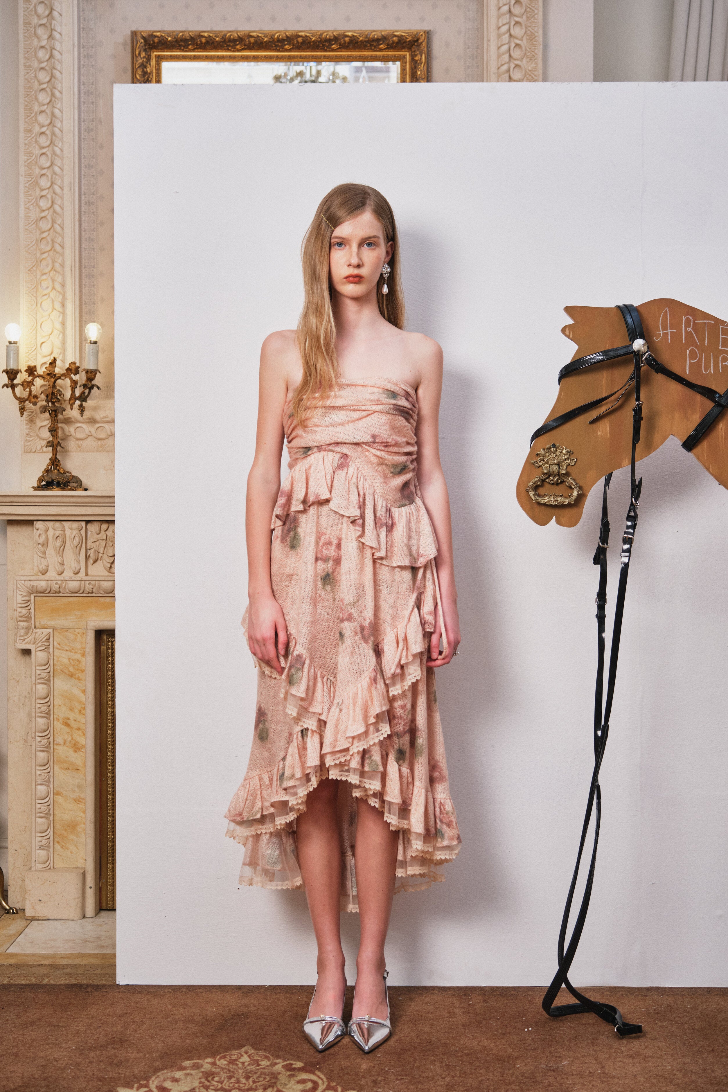 Coral Pink Multiway Dress with Dried Rose and Lace Trim