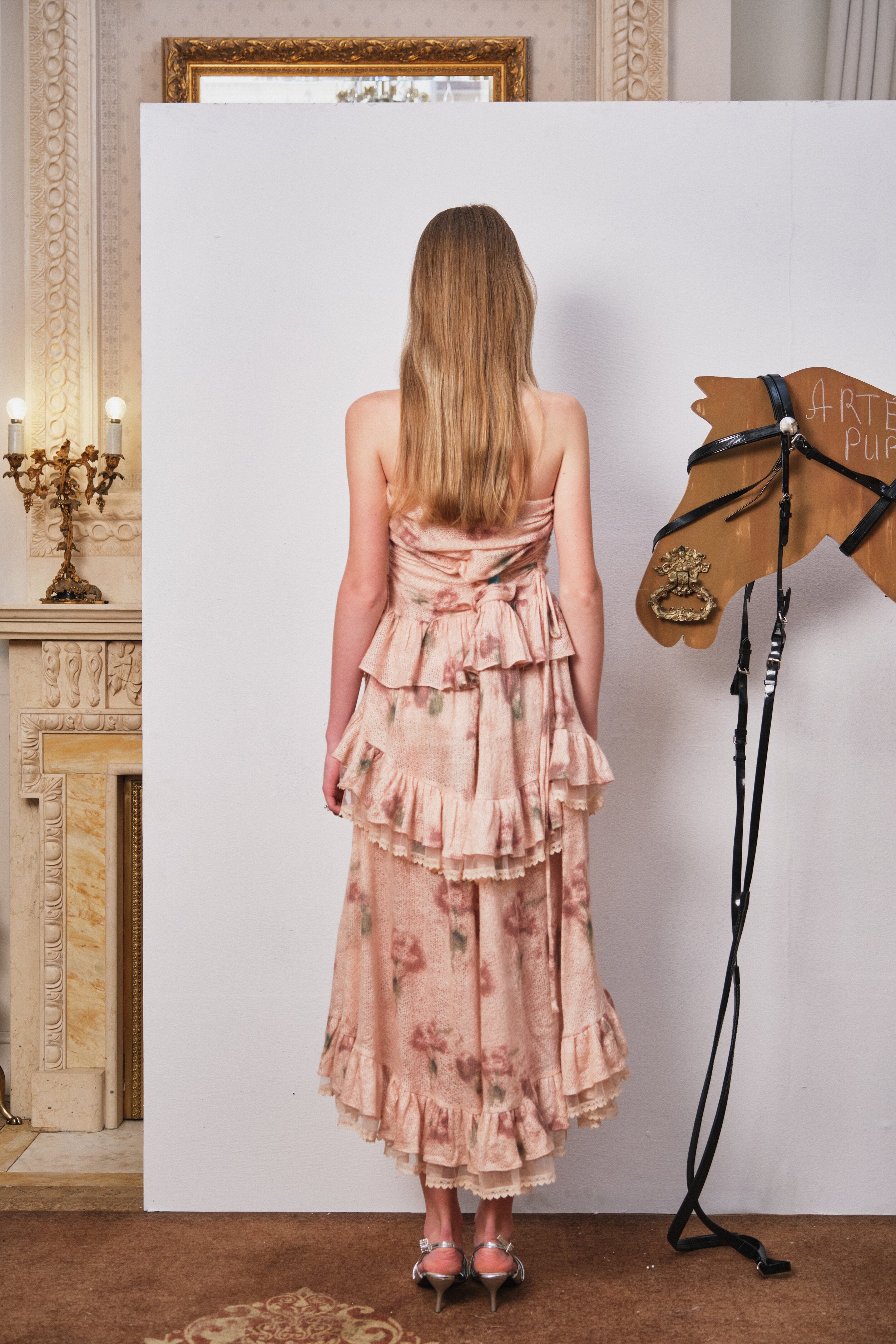 Coral Pink Multiway Dress with Dried Rose and Lace Trim