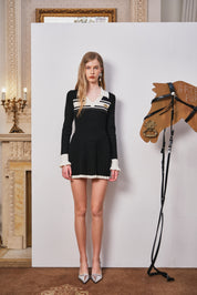 Black Colorblock Polo Dress