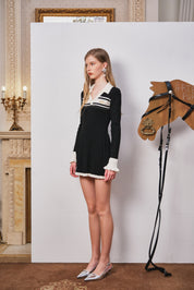 Black Colorblock Polo Dress