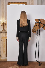 Black Shimmer Contrast Cropped Jacket