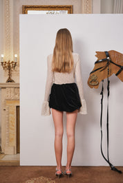 Ivory Twist Lace Cutout Faux-Layer Top