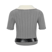 Grey Colorblock Knit Short-Sleeve Top