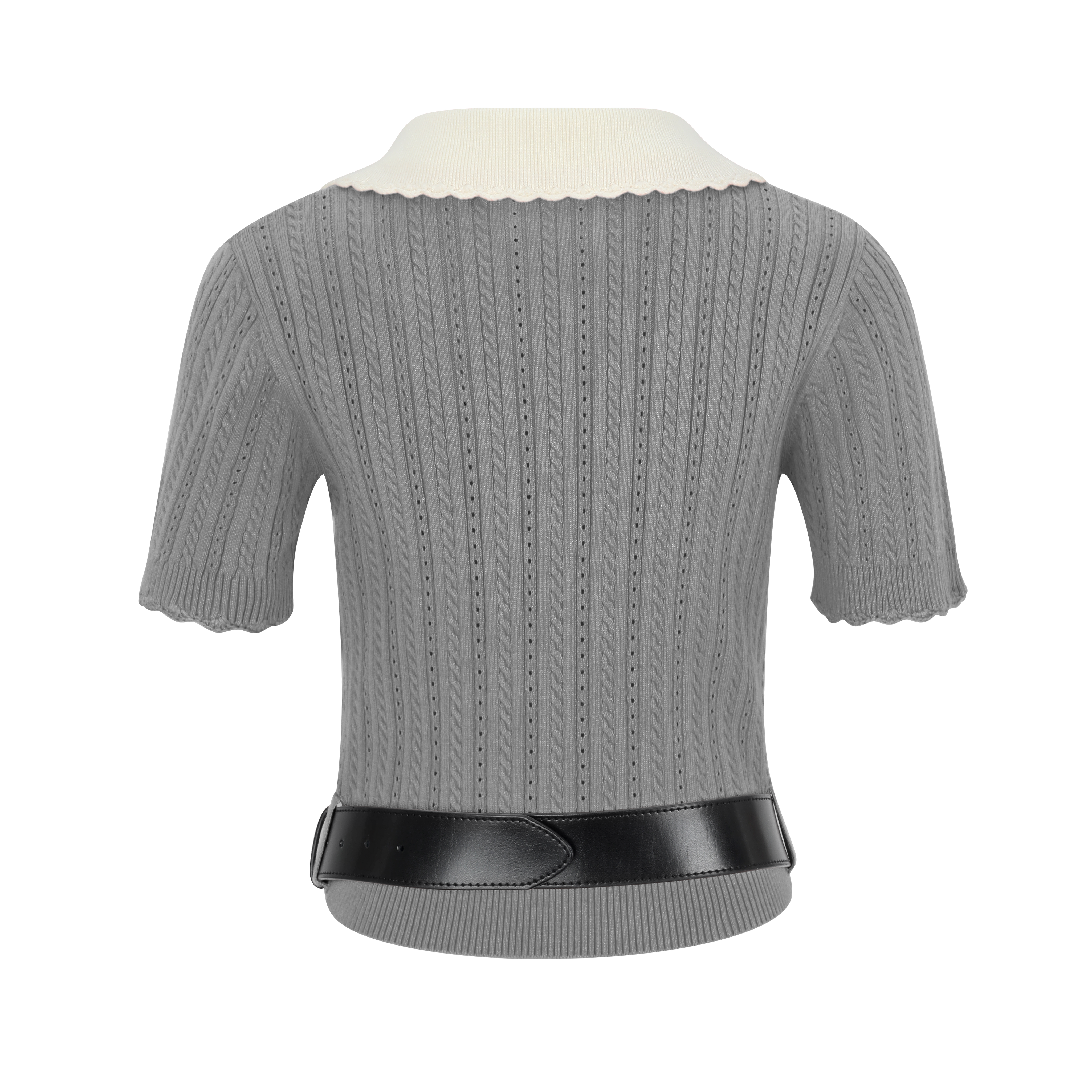 Grey Colorblock Knit Short-Sleeve Top