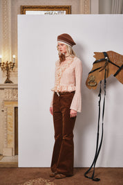 Peach Pink Shimmer Lace Cardigan