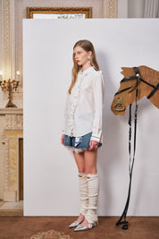 White Layered Back Lace Shirt