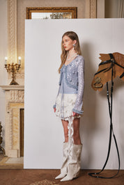 Light Blue Beaded Sequin Fishnet Top