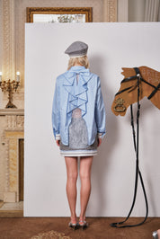 Blue Layered Back Lace Shirt