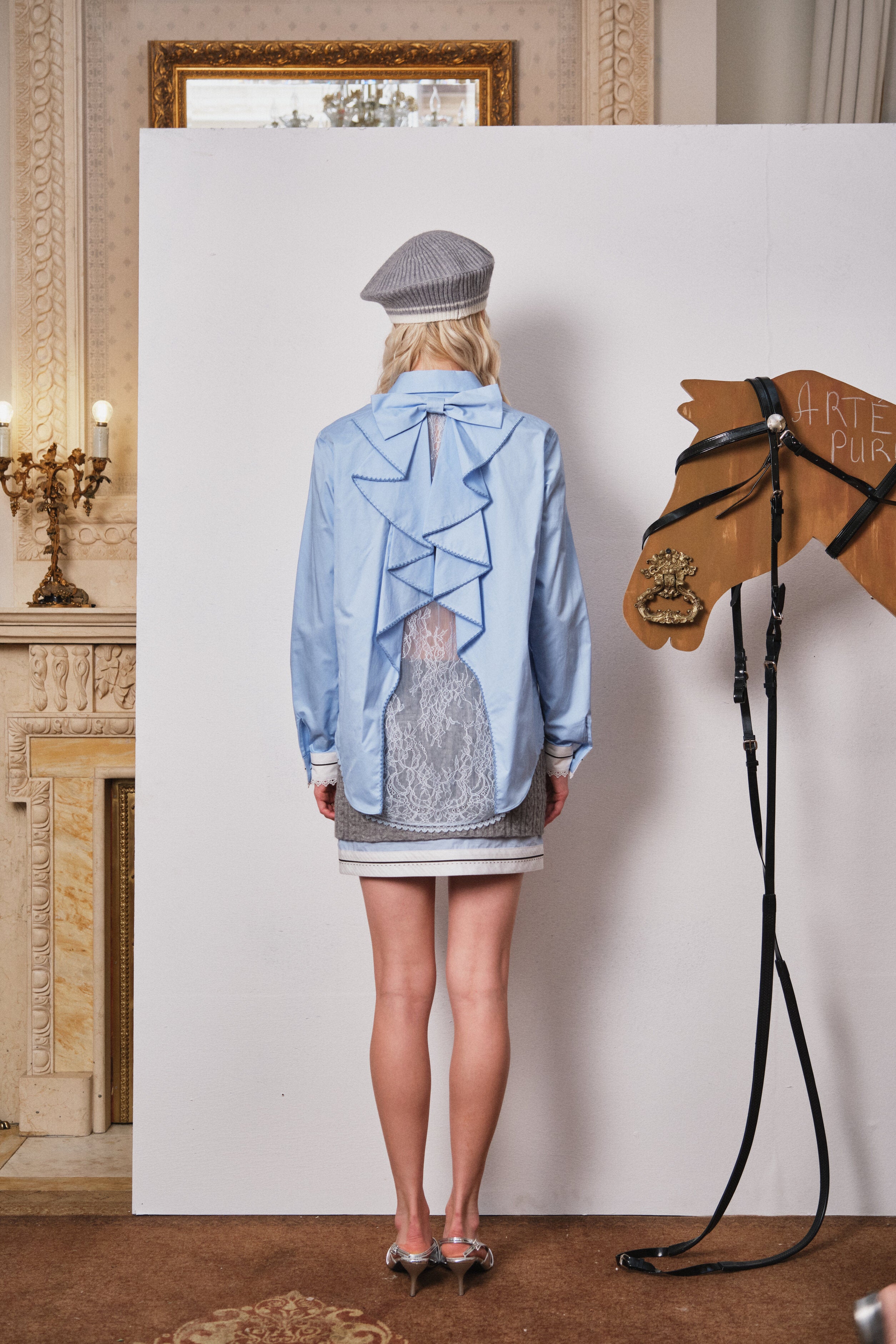 Blue Layered Back Lace Shirt