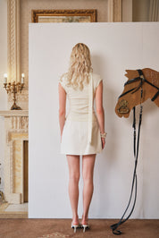 Ivory Ribbon-Trim Lace Crop Top