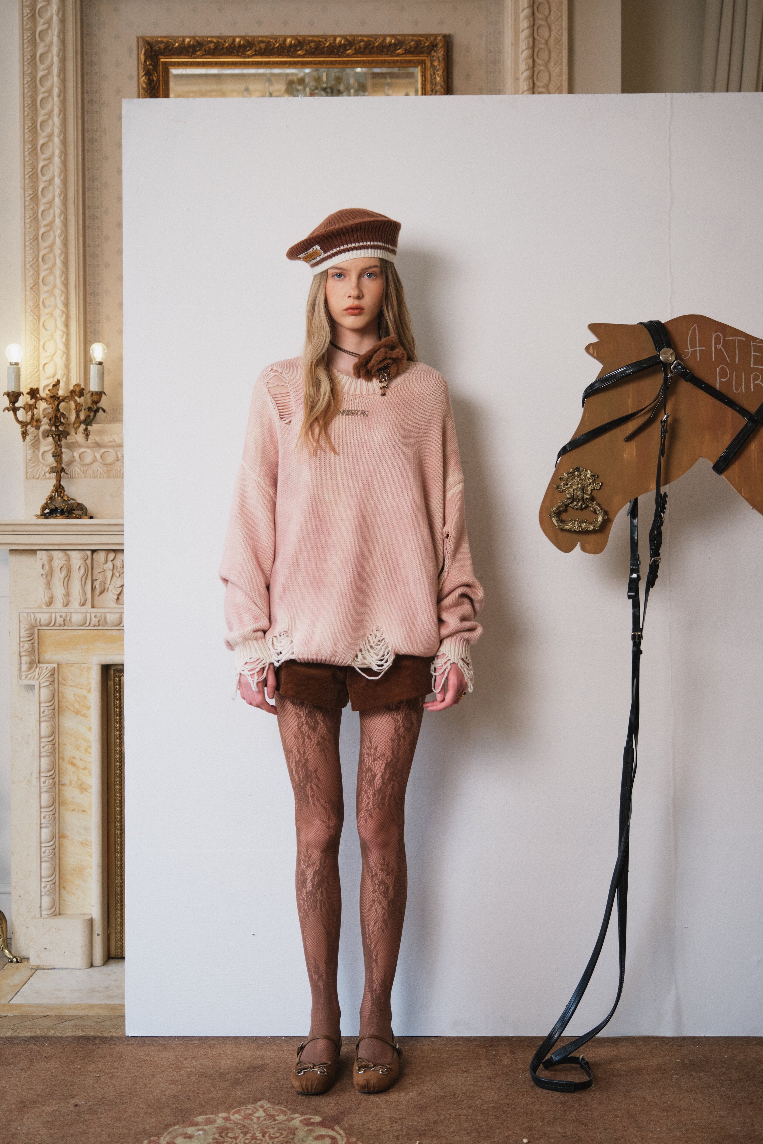 Distressed Dusty Rose Knit Sweater