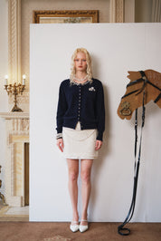 Sequin Pocket Detail Navy Knit Cardigan