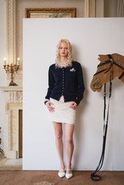 Sequin Pocket Detail Navy Knit Cardigan