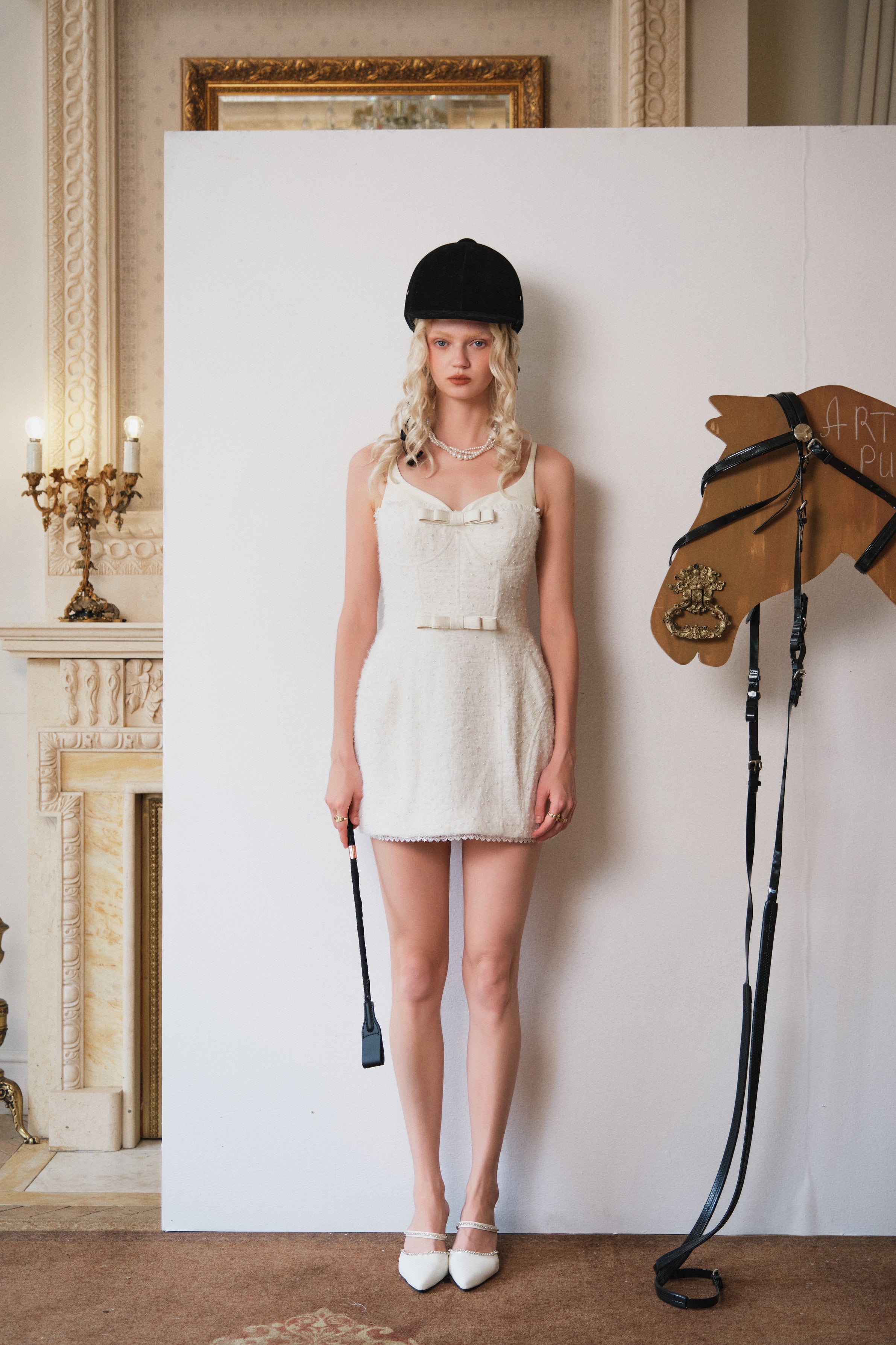 White Pearl-Embellished Dress