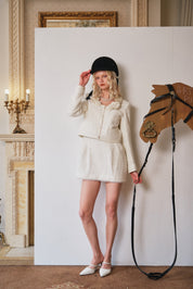 White Pearl-Embellished Dress