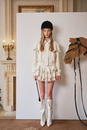 Ivory Cutout Embroidered Cape Jacket