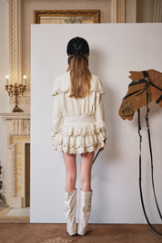 Ivory Cutout Embroidered Cape Jacket