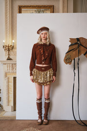 Brown Corduroy Sequin Puff Skirt