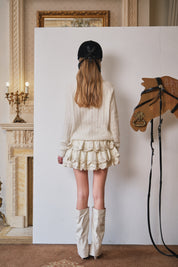 White Cable-Knit Badge Sweater