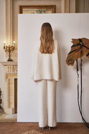 White V-Neck Pearl Knit Cardigan