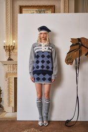 Blue Argyle Logo Equestrian Knit Pullover