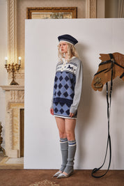Blue Argyle Logo Equestrian Knit Pullover