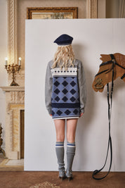 Blue Argyle Logo Equestrian Knit Pullover