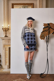 Blue Argyle Logo Equestrian Knit Pullover