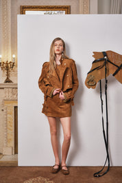 Brown Suede Short Cape Jacket