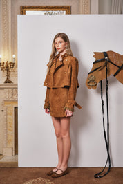 Brown Suede Short Cape Jacket
