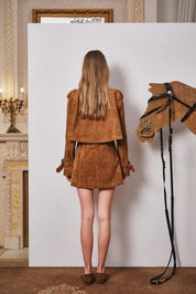 Brown Suede Short Cape Jacket