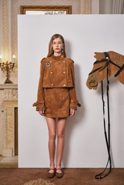 Brown Suede Short Cape Jacket