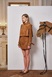 Brown Suede Short Cape Jacket