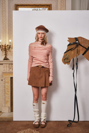 Dusty Pink Off-Shoulder Knit Top