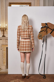 Brown Plush Plaid Short Jacket