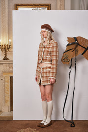 Brown Plush Plaid Short Jacket