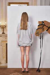 Gray Lace Detail Faux Layered Tee