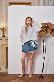 Gray Lace Detail Faux Layered Tee