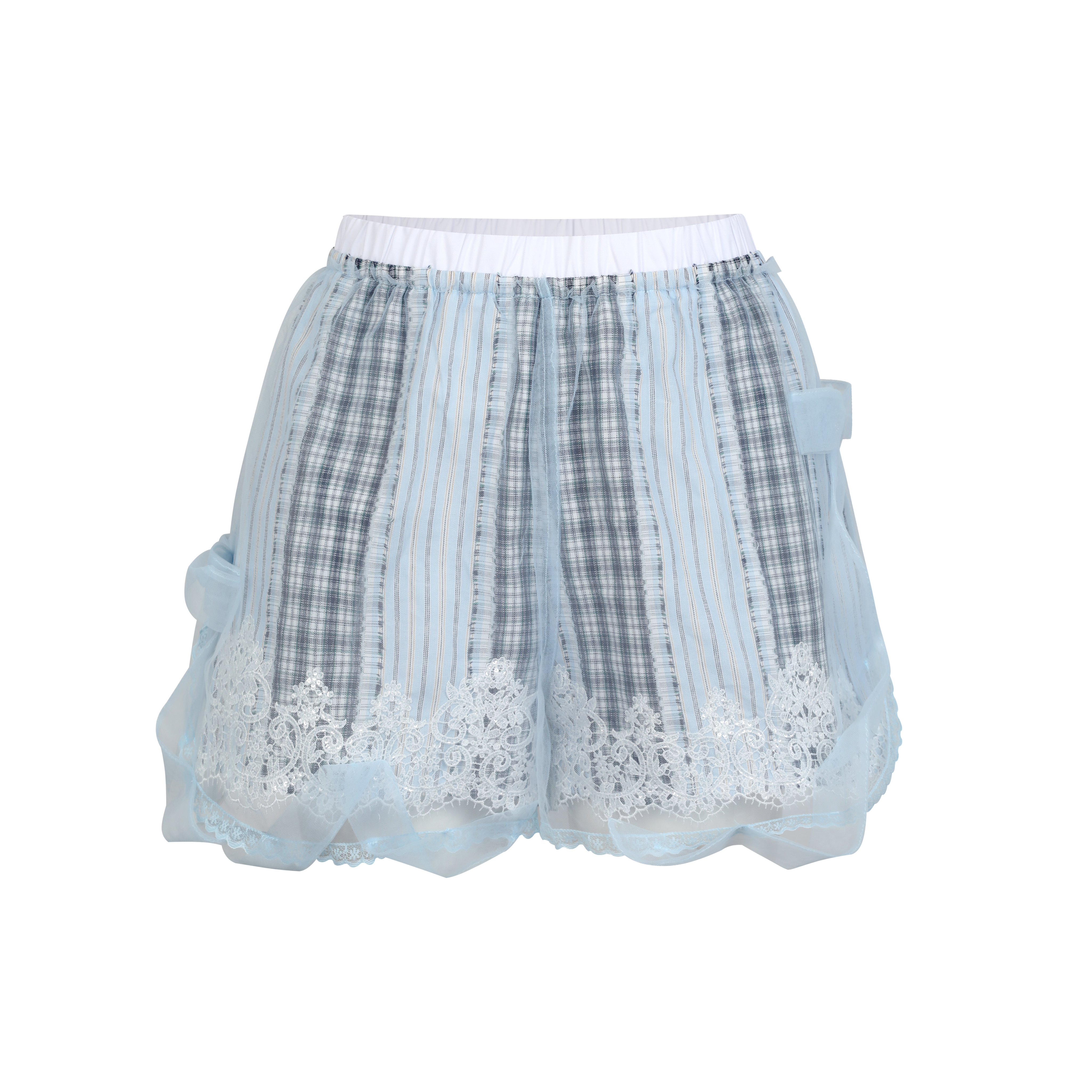 Light Blue Layered Mesh Shorts