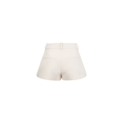 Ivory Pleated Wool Shorts
