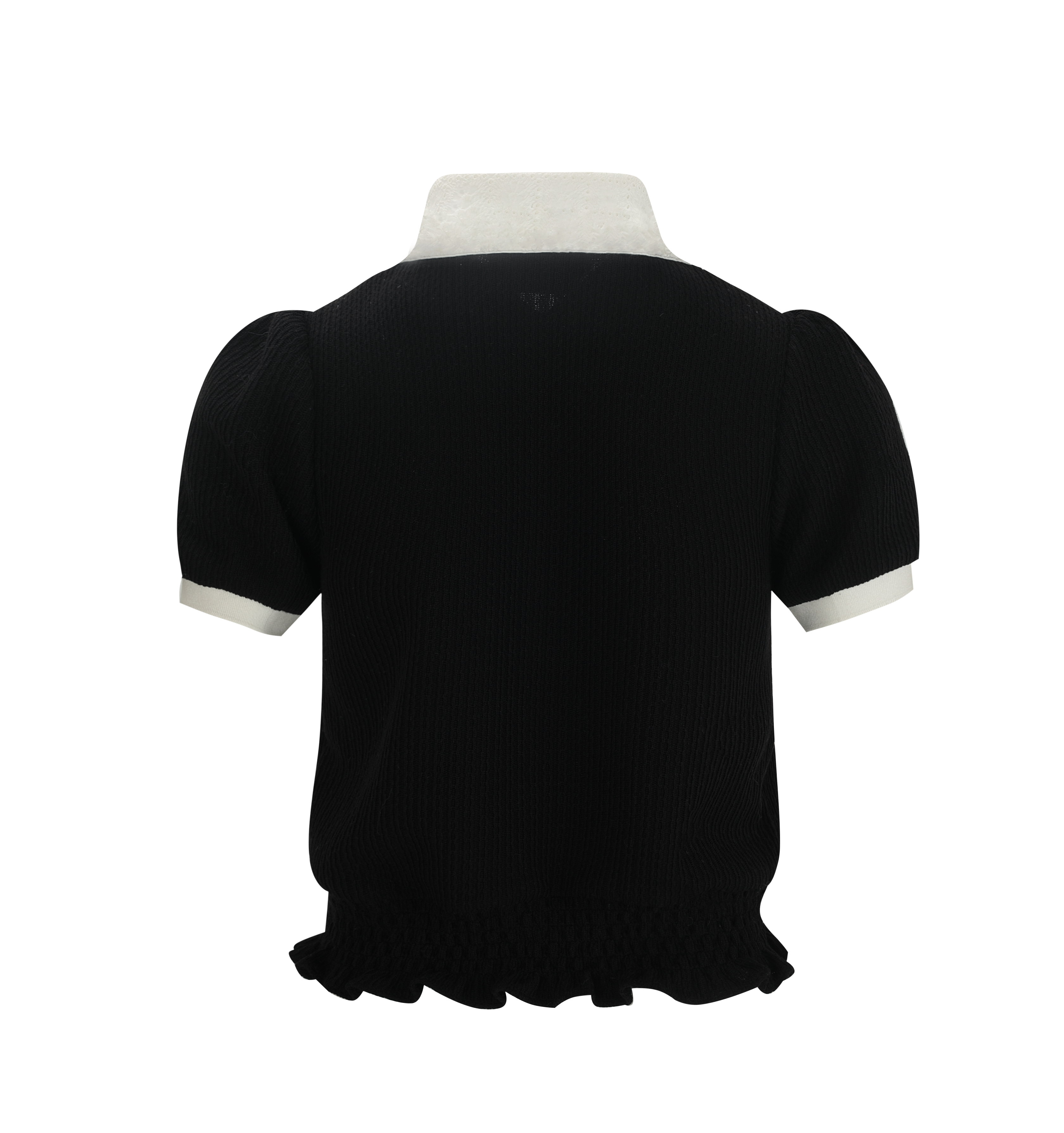 Black Lace Polo Top