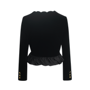 Black Velvet Bubble-Hem Jacket