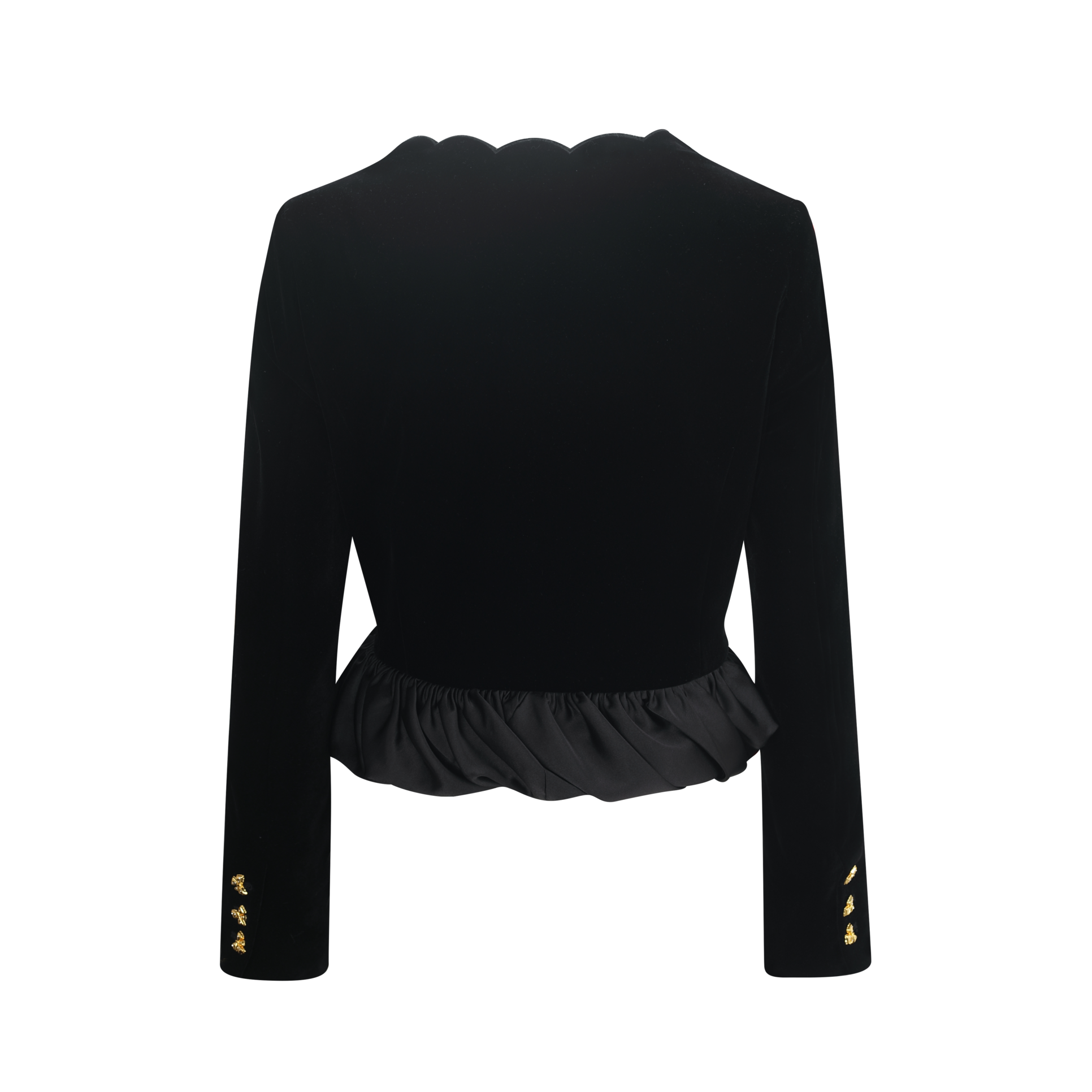 Black Velvet Bubble-Hem Jacket