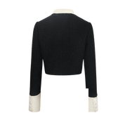 Black Shimmer Contrast Cropped Jacket