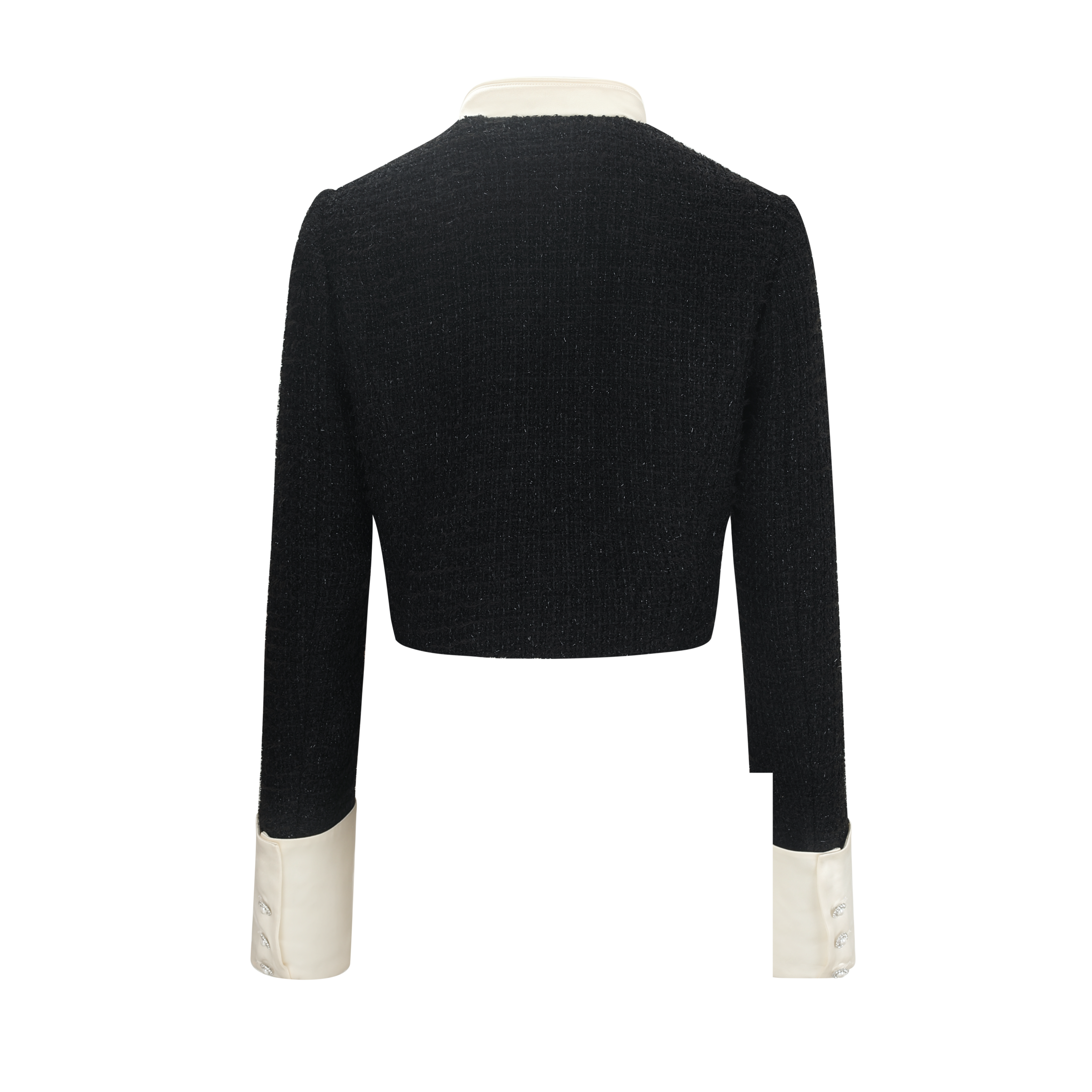 Black Shimmer Contrast Cropped Jacket